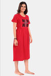 Sweet Moon Maternity Knit Cotton Mid Length Nightdress - Tomato Red — thumbnail 4